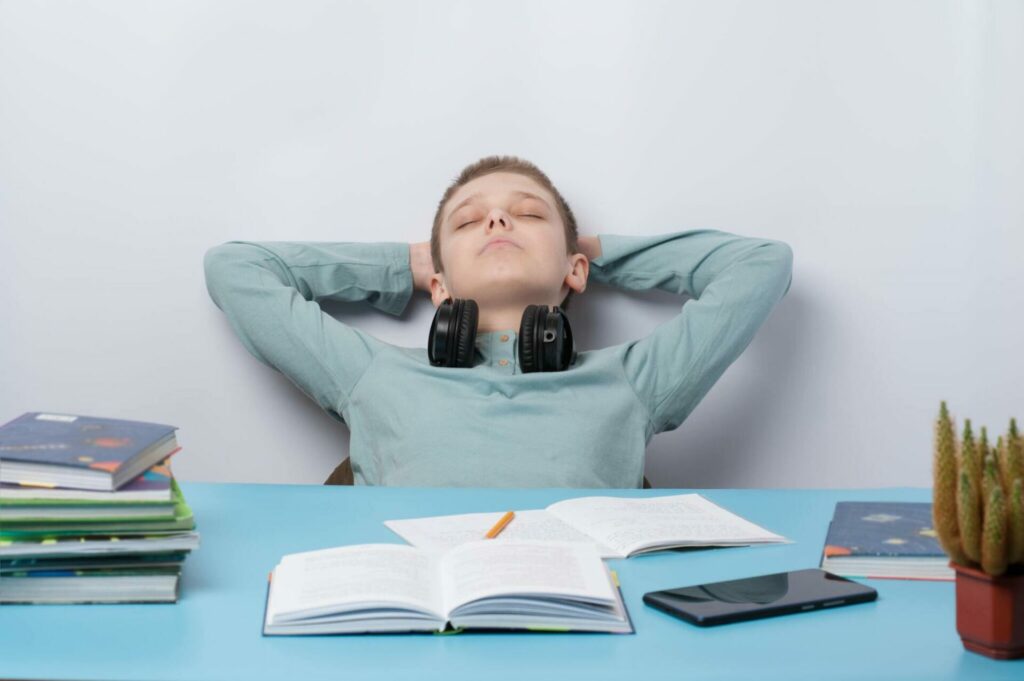 relaxing pupil during a break between lessons