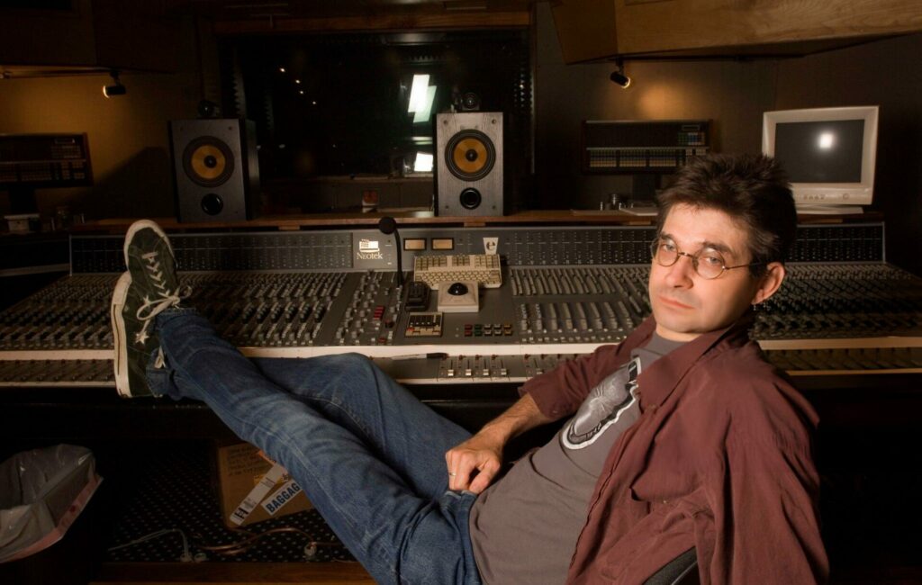 American musician and producer Steve Albini in the 'A' control room of his studio, Electrical Audio, Chicago, Illinois, June 24, 2005. (Photo by Paul Natkin/Getty Images)