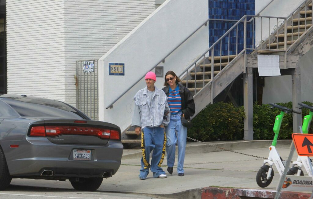 LOS ANGELES, CA - MARCH 13: Justin Bieber and Hailey Bieber are seen on March 13, 2023 in Los Angeles, California. (Photo by Hollywood To You/Star Max/GC Images)